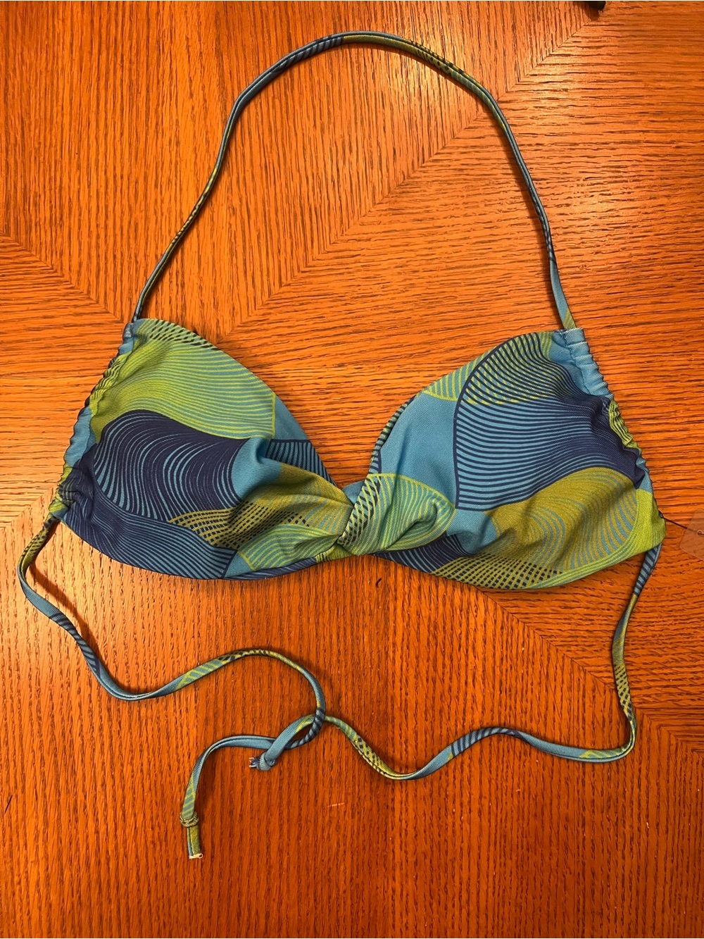 Forplay Blue & Green Patterned Triangle XL Bikini Top B28